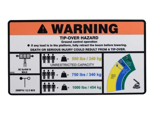 JLG Part # 1001283464 | DECAL,WARNING HC3 LT (ANSI), EA