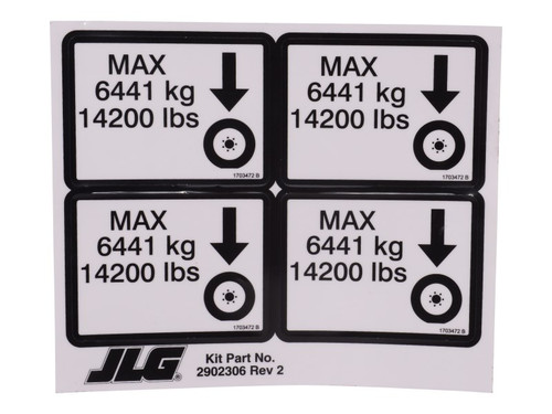 JLG Part # 2902306S | KIT,DECAL MAX TIRE LOAD, EA