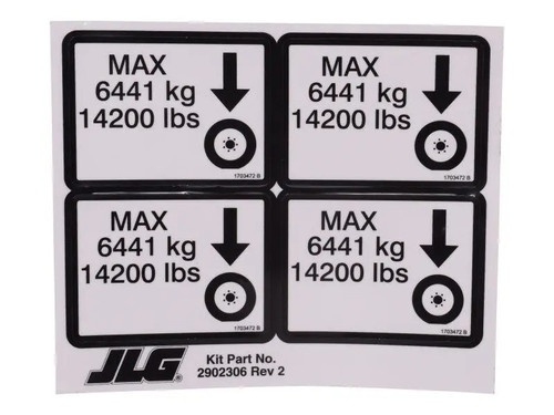 JLG Part # 2902306S | KIT,DECAL MAX TIRE LOAD, EA