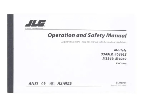 JLG Part # 31215084 | MANUAL,OPS_3369-4069LE, EA