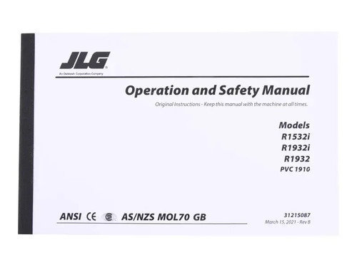 JLG Part # 31215087 | MANUAL,OPS_1532-1932R, EA