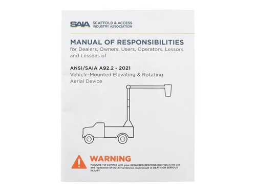 JLG Part # 31215495 | MANUAL,ANSI MANUAL 92.2 2021, EA