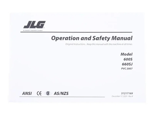 JLG Part # 31217169 | MANUAL,600S/660SJ_OPS_PVC2007, EA