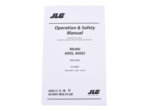 JLG Part # 31219051 | MANUAL,OPS_600S/660SJ_PVC2107, EA