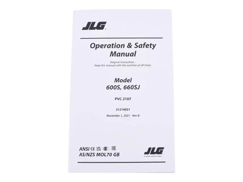 JLG Part # 31219051 | MANUAL,OPS_600S/660SJ_PVC2107, EA
