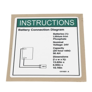 Genie Lift Part # 1311621GT - DECAL,INSTRUCT,BATTERY CONNECT,LITHIUM, EA