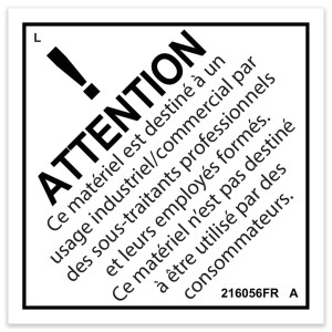 Genie Lift Part # 216056FRGT - DECAL, ATTENTION, NOT FOR CONSUMERS, EA