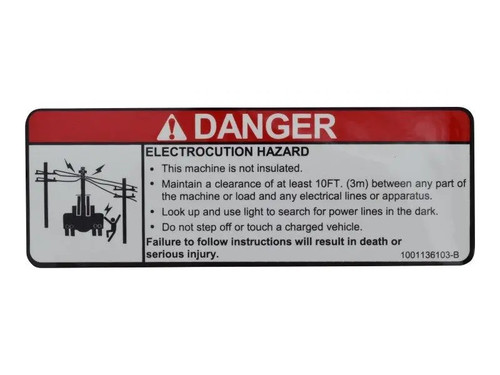 JLG Part # 1001136103 | DECAL,ELECTROCUTION HAZARD, EA