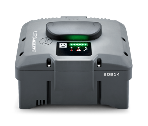 Side view of the BOB5 battery highlighting its compact, portable design.