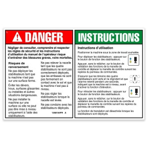 Genie Lift Part # 1258104FRGT - DECAL, DANGER, OUTRIGGER SAFETY, EA