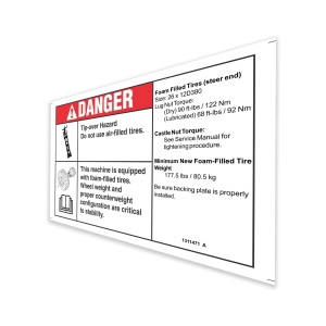 Genie Lift Part # 1311471GT - DECAL,DANGER,TIP, GS69 FOAM FILLED, FRONT, EA