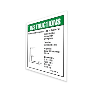 Genie Lift Part # 1311621FRGT - DECAL, INSTRUCT, BATTERY CONNECT, LITHIUM, EA