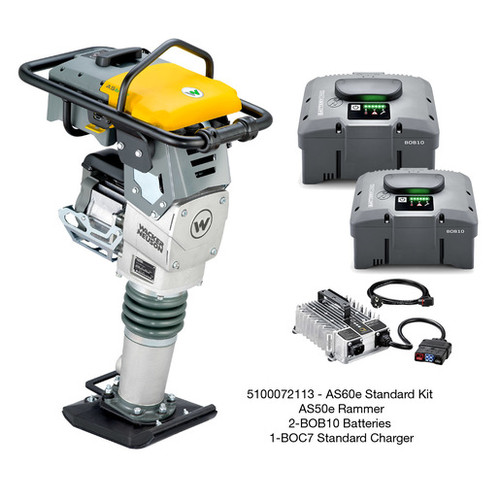 This kit includes the electric AS60e Rammer, 2 BOB10 Batteries and the BOC7 Std Battery Charger.