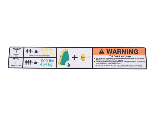 JLG Part # 1001254474 | DECAL,DECAL,WARNING DUAL CAP., EA