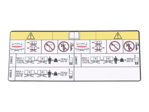 JLG Part # 1001293386 | DECAL,PIPE RACK CAPACITY, EA
