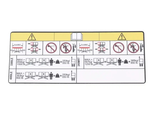 JLG Part # 1001293386 | DECAL,PIPE RACK CAPACITY, EA