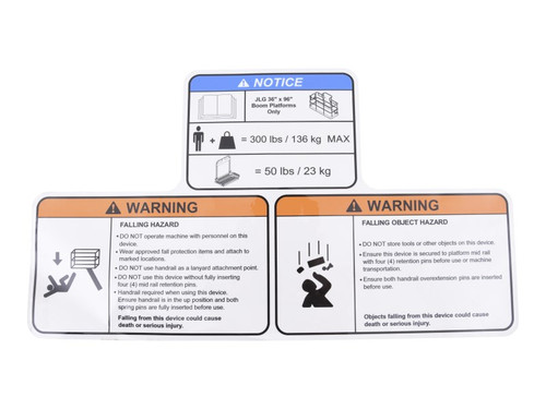 JLG Part # 1001297272 | DECAL,WARNING AND NOTICE, EA