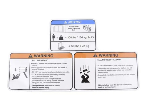 JLG Part # 1001297272 | DECAL,WARNING AND NOTICE, EA