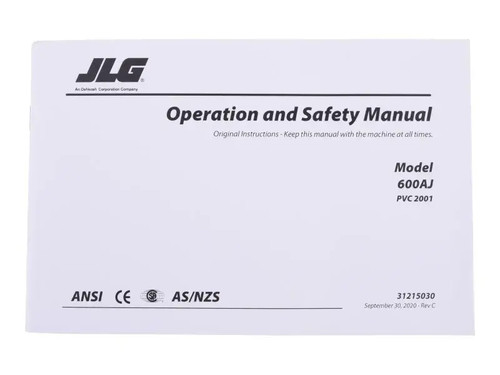JLG Part # 31215030 | MANUAL,OPS_600A, EA