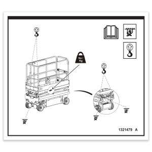 Genie Lift Part # 1321479GT - DECAL,LABEL TRANSPORT DIAGRAM, GS-1932, EA