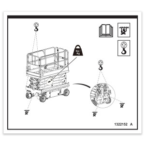 Genie Lift Part # 1322152GT - DECAL,LABEL TRANSPORT DIAGRAM, GS32, EA