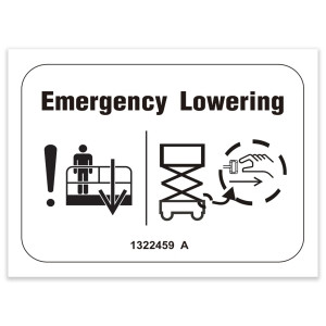 Genie Lift Part # 1322459GT - DECAL,EMERGENCY LOWERING, EA