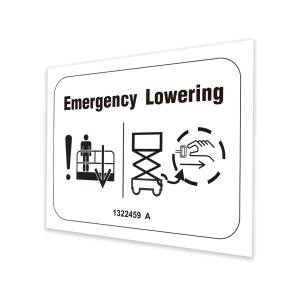 Genie Lift Part # 1322459GT - DECAL,EMERGENCY LOWERING, EA