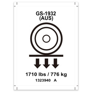 Genie Lift Part # 1323940GT - DECAL, LABEL, WHEEL LOAD, GS-1932 AUS, EA
