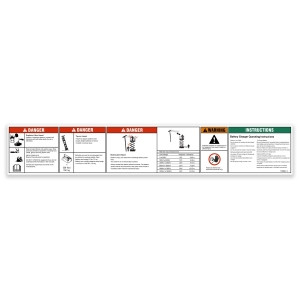 Genie Lift Part # 1325864GT - DECAL,LITHIUM BATTERY SAFETY,TIP OVER-BATTERY WEIGHT,COMPARTMENT ACCESS, CHARGING INSTRUCTIONS, INVENTUS, GS32/GS46, EA