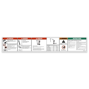 Genie Lift Part # 1325867GT - DECAL,LITHIUM BATTERY SAFETY,TIP OVER-BATTERY WEIGHT,COMPARTMENT ACCESS, CHARGING INSTRUCTIONS, ACE,GS4046, EA
