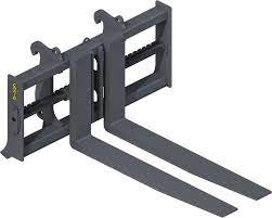 Side view of the Haugen MWPH 96 wheel loader pipe fork attachment.