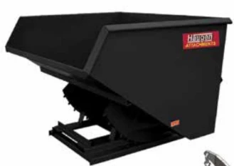 Haugen DH-200 Telehandler Dump Hopper, a 2.0 cubic yard heavy-duty hopper, built from 7-gauge steel with continuous welds for durability in material handling.