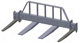 Haugen MDH-812-48 Fork Spreader THE DOOHICKEE Jr. for telehandlers and forklifts with an adjustable 8 to 12-foot spread and 48-inch usable fork tines.