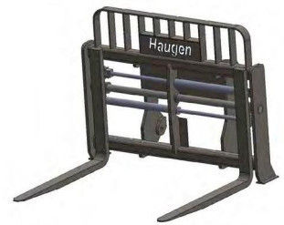 Full view of the Haugen FT-0103 Telehandler Fork Tines, demonstrating the 72" tine length and 37" height for optimal material handling.