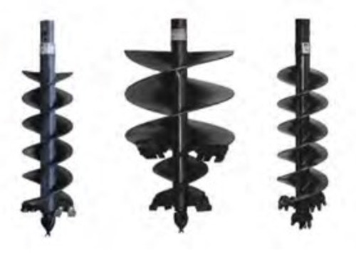 Close-up image of the Haugen 10537 36" auger bit showcasing its 11 bolt-on teeth, heavy-duty double flighting, and rugged fabricated boring head. Close-up image of the Haugen 10537 36" auger bit showcasing its 11 bolt-on teeth, heavy-duty double flighting, and rugged fabricated boring head.