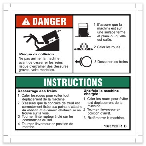 Genie Lift Part # 1323792FRGT | DECAL DANGER BRAKE REL SAFETY, EA