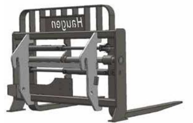 Close-up of Haugen MLT-HP52 hydraulic frame showing 2.25-inch shaft and durable steel construction.