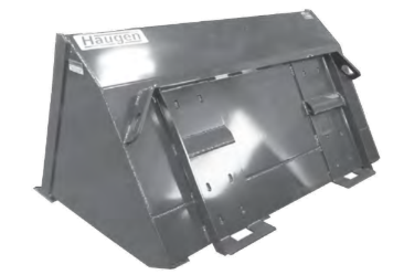 Front view of the Haugen HFB 102-B 102-Inch Fertilizer Bucket, showing its wide 102-inch design and durable steel construction for efficient fertilizer handling.