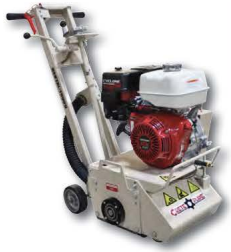 Front view of the EDCO CPM-10G Walk Behind Crete Planer, showing the 10” PCDiamond flat drum and sturdy frame for concrete surface removal.