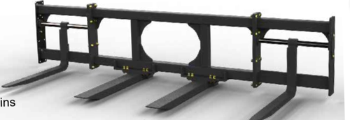 Close-up of Haugen EX-36 extension set showing the heavy-duty construction and secure mounting points for Fork Spreader THE DOOHICKEE.