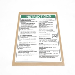 Genie Lift Part # T107030GT - DECAL,OP INST,PCON,GS-30,ANSI, EA