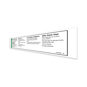 Genie Lift Part # T107031GT - DECAL,OP INST,GCON, EA