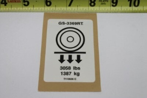 Genie Lift Part # T114636GT - DECAL,LABEL,WHEEL LD,GS3369RT, EA