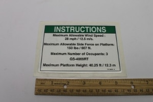 Genie Lift Part # T114643GT - DECAL,NOTICE,SIDE FRC,4069 ANS, EA