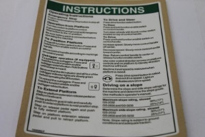 Genie Lift Part # 1000062GT - DECAL,INSTRUCT-OP GEN5,GS-32, EA