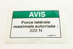 Genie Lift Part # 114008FRGT - DECAL,NOTICE-SIDE FORCE,50LBS*, EA