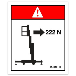Genie Lift Part # 114010GT - DECAL,DANGER-SIDE FORCE,222N**, EA