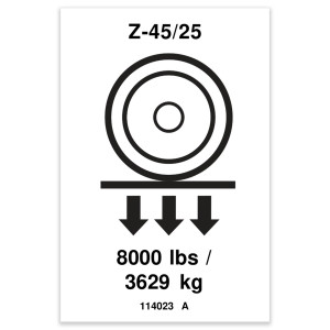 Genie Lift Part # 114023GT - DECAL,LABEL,WHEEL LOAD Z4525, EA