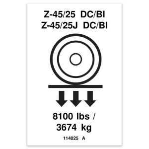 Genie Lift Part # 114025GT - DECAL,LABEL,WHEEL LOAD Z4525DC, EA