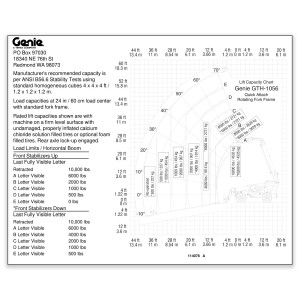 Genie Lift Part # 114078GT - DECAL, LOAD CHART, GTH1056-Q ATT, EA